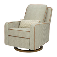 M23085OSCTB,Nate Berkus x Babyletto Sigi Power Recliner in Perf Olive Stripe Eco-Crossweave w/Toffee Base