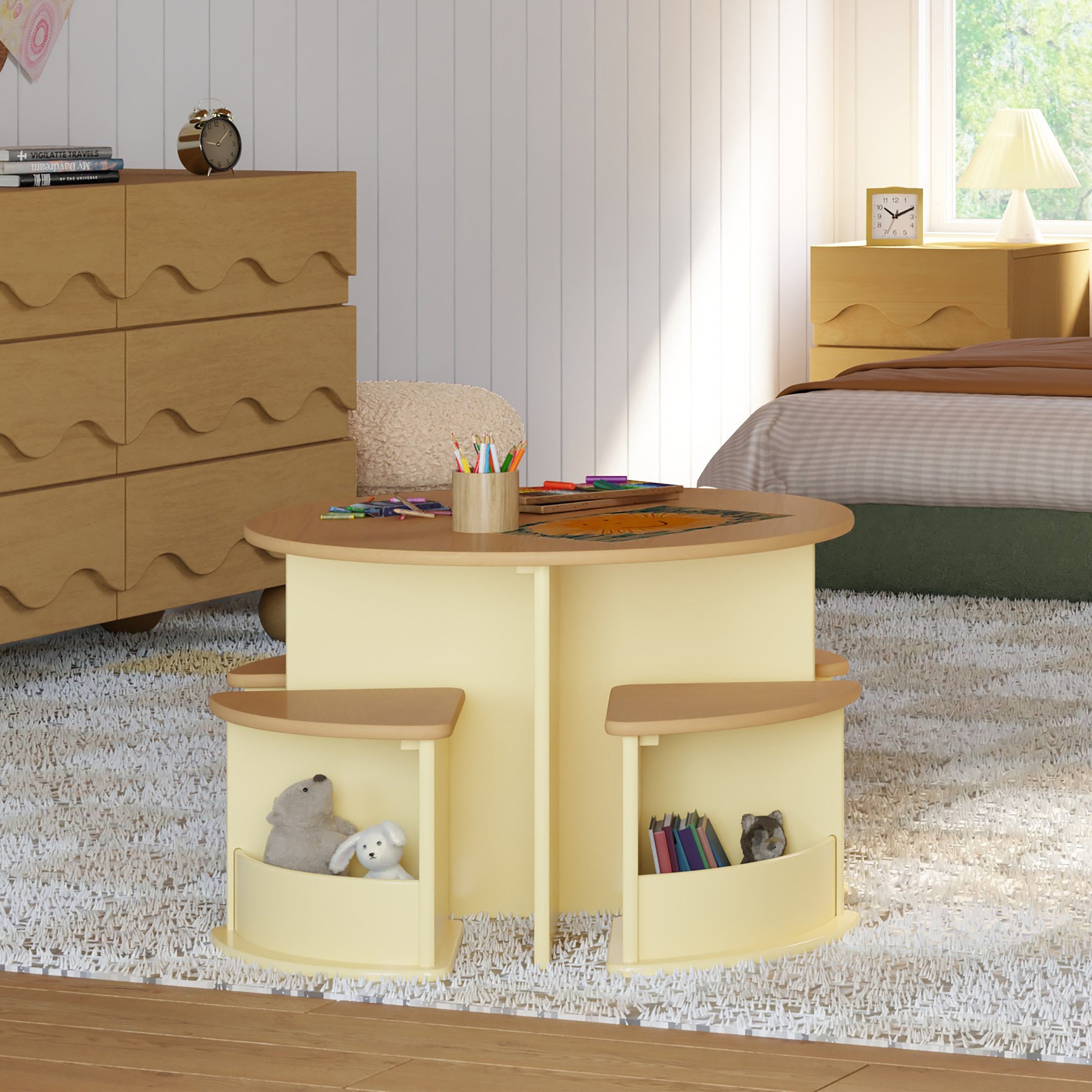 M31720PYHY,Nessa Nesting Play Table in Pale Yellow and Honey