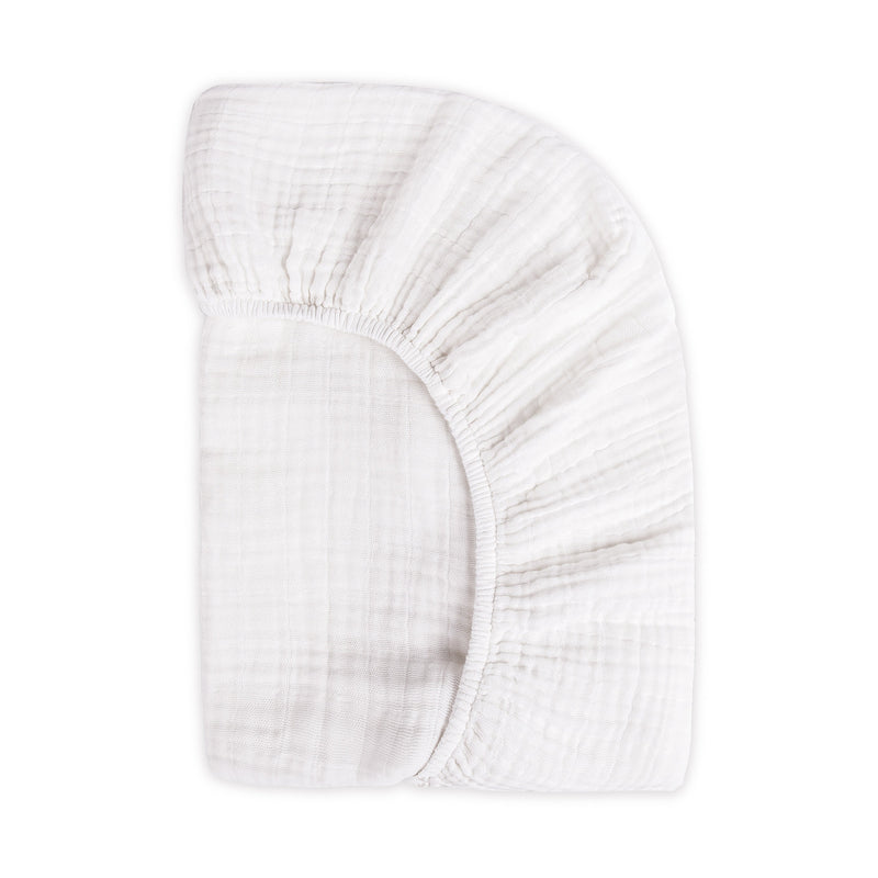 T29435,Plain White Muslin Crib Sheet in GOTS Certified Organic Cotton