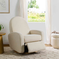 M23188WBLB,Nami Glider Recliner w/ Electronic Control and USB in Ivory Boucle w/Light Wood Base