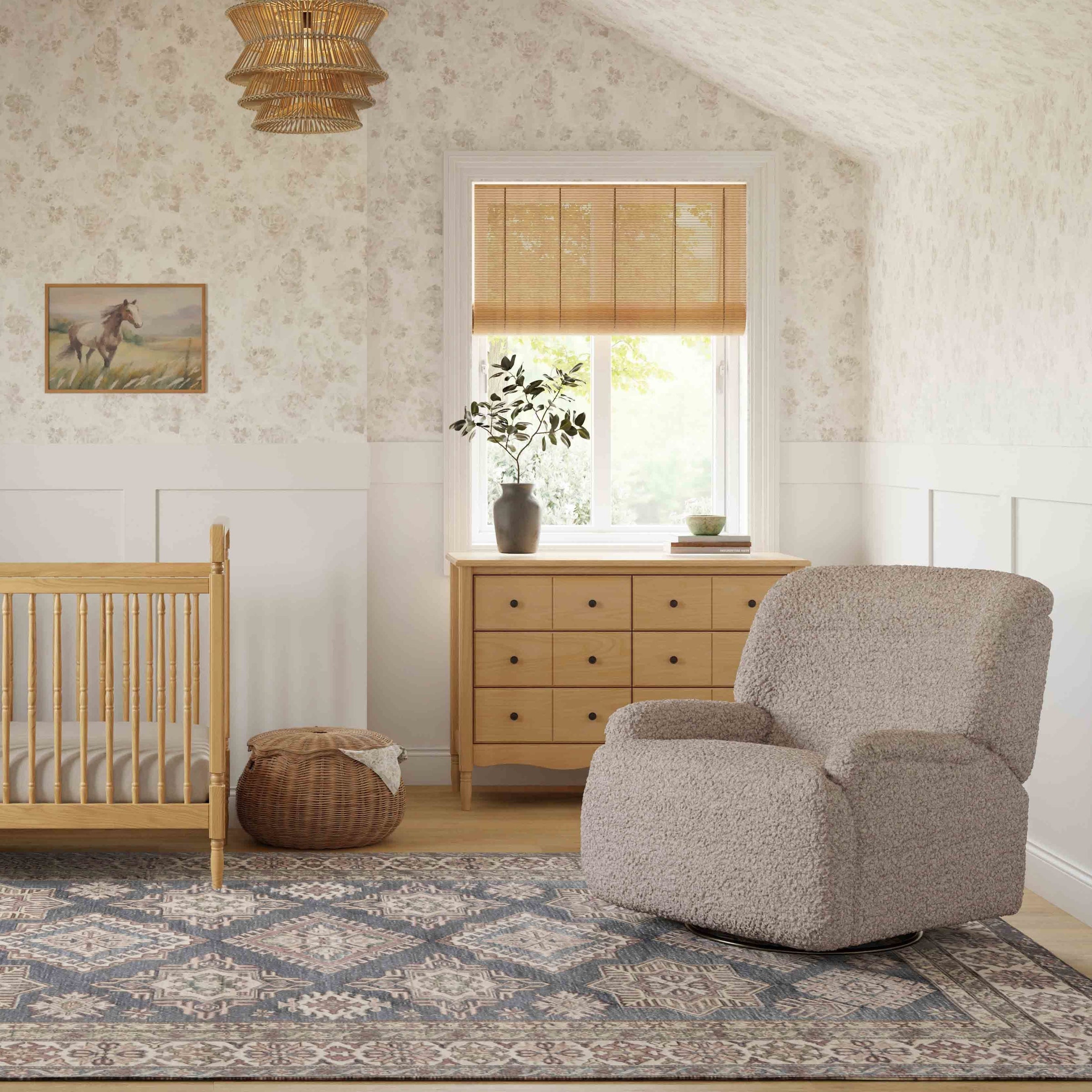 M27687EGS,Winslow Extra Wide Recliner and Swivel Glider in Earl Grey Shearling