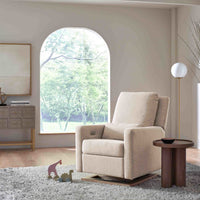 M23085PBEWLB,Sigi Glider Recliner w/ Electronic Control and USB in Performance Beach Eco-Weave w/Light Wood Base