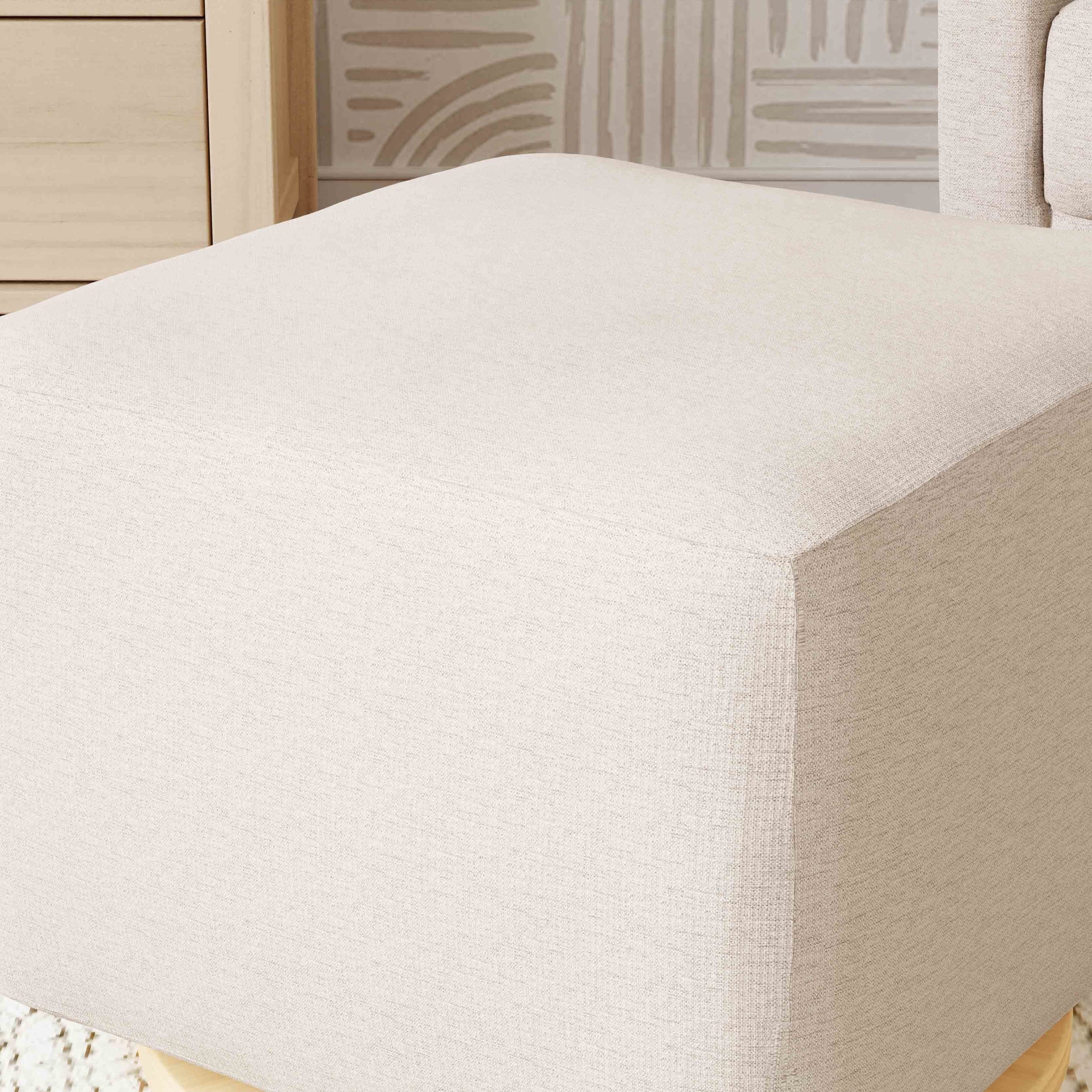 M26385PBEWLB,Kiwi Gliding Ottoman in Performance Beach Eco-Weave w/ Light Wood Base