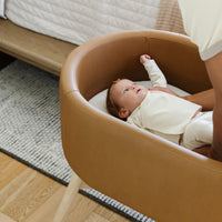M26834GCLB,babyletto x GATHRE Capsule Bassinet in Camel