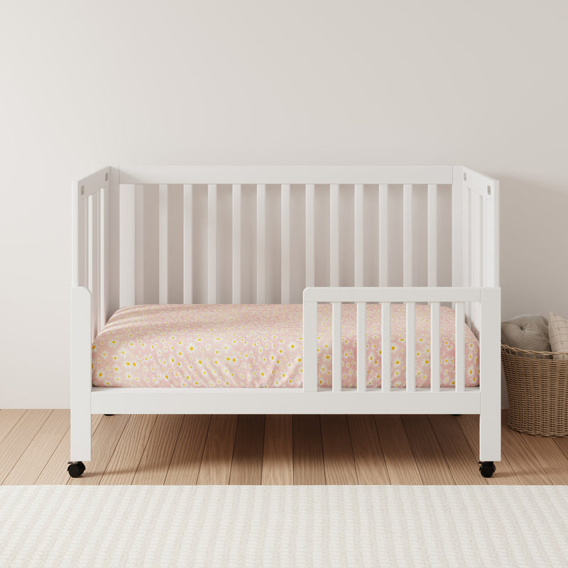 M6601W,Maki Full-Size Folding Crib w/Toddler Bed Conversion Kit in White Finish