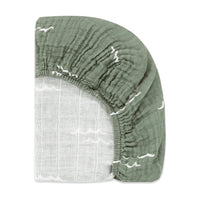 T27136,Ocean Waves Muslin Mini Crib Sheet in GOTS Certified Organic Cotton
