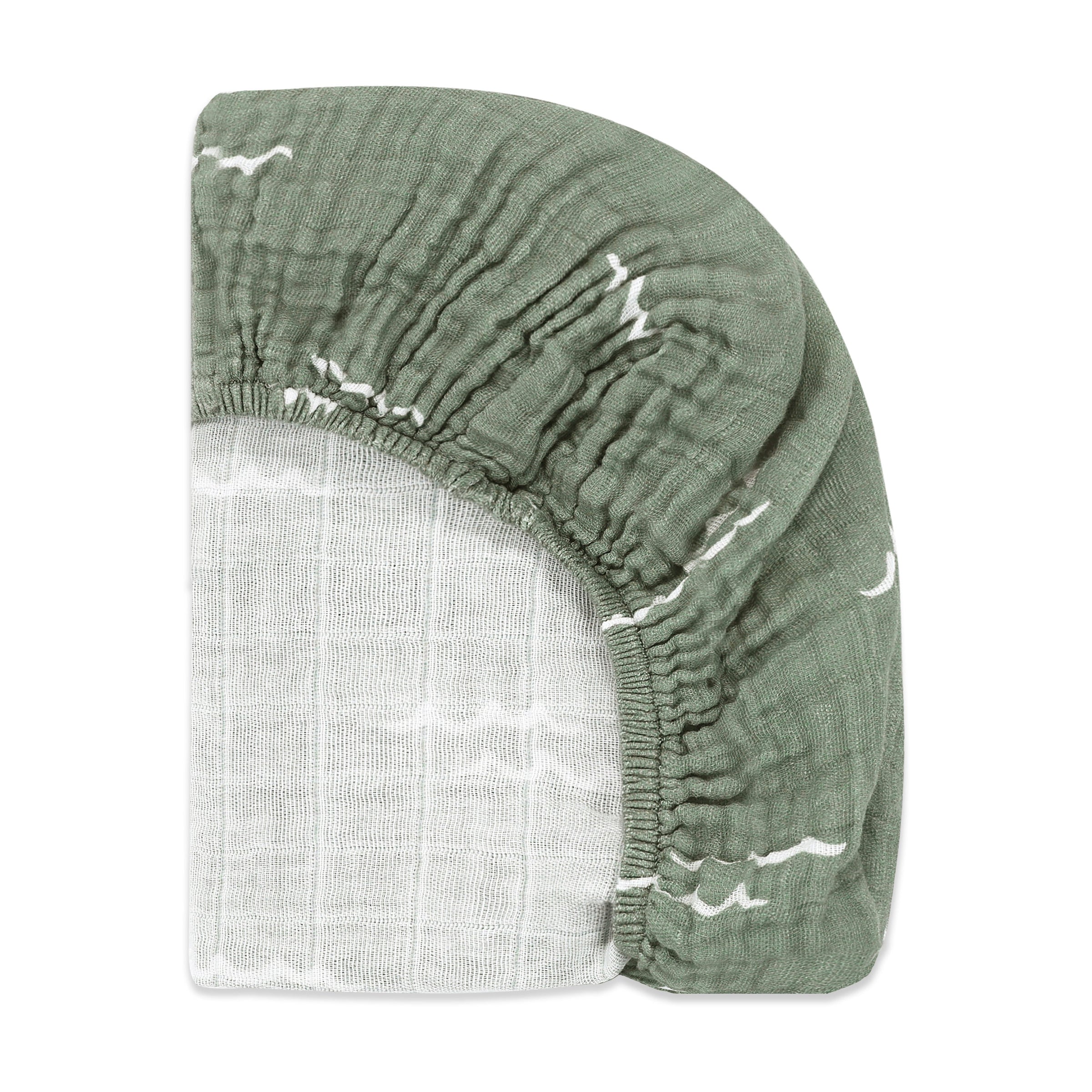 T27136,Ocean Waves Muslin Mini Crib Sheet in GOTS Certified Organic Cotton
