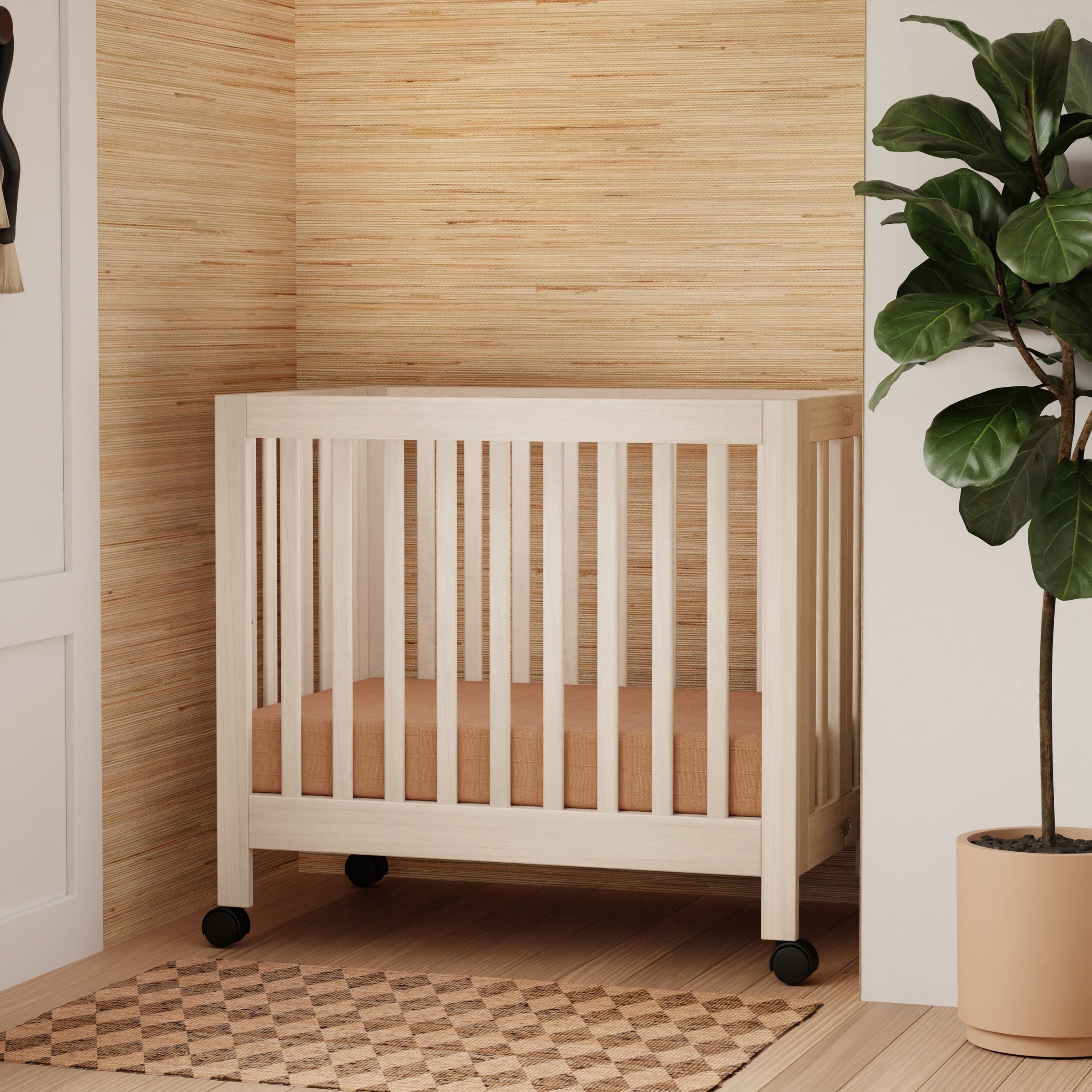 M6698NX,Origami Mini Crib in Washed Natural
