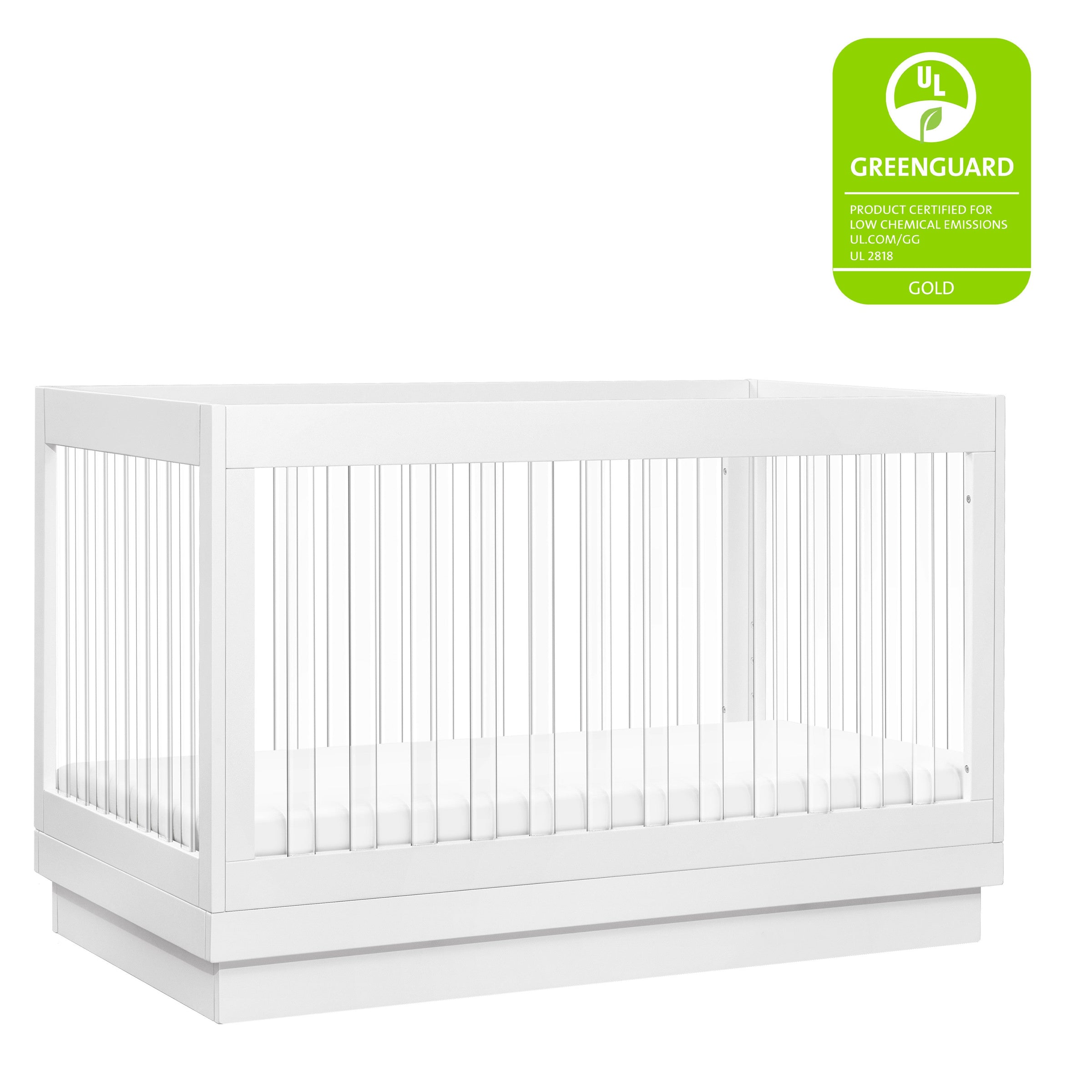 M8601KW,Harlow 3-in-1 Convertible Crib w/Toddler Bed Conversion Kit in White/Acrylic
