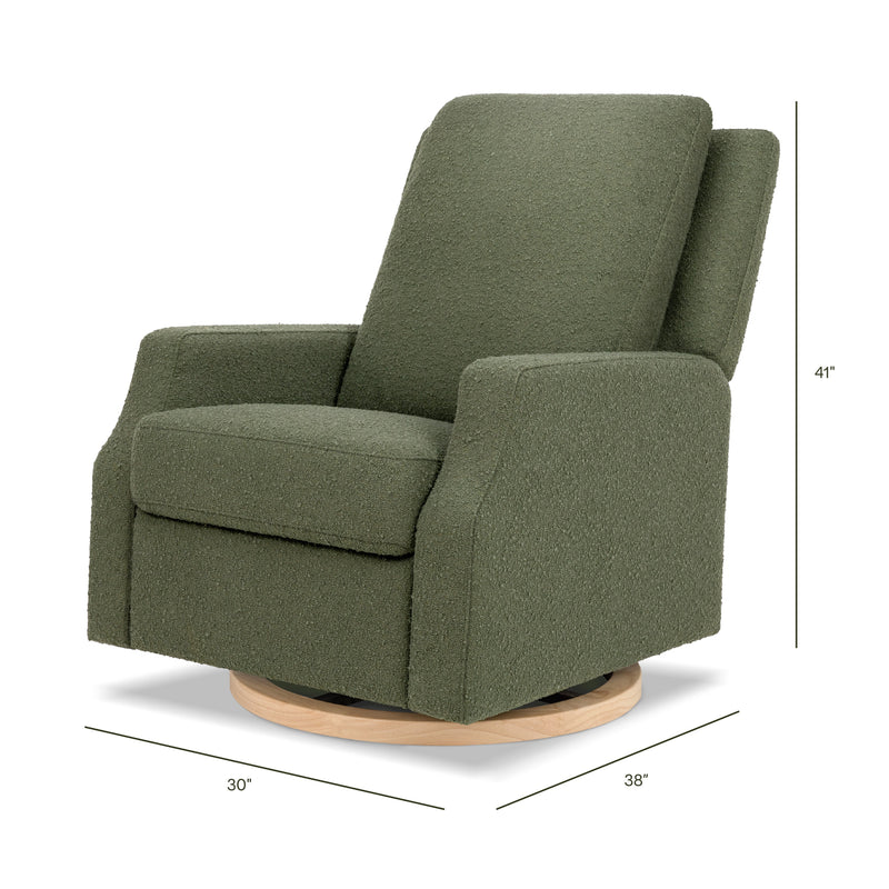 M22287OBLB,Crewe Recliner and Swivel Glider in Olive Boucle w/Light Wood Base