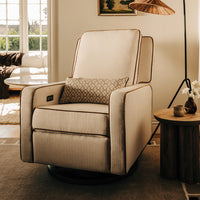 M23085PCMTB,Nate Berkus x Babyletto Sigi Power Recliner in Performance Cream Linen w/ Toffee Base