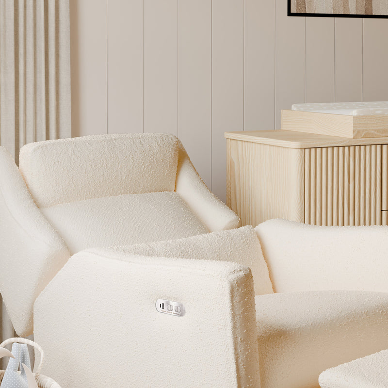 M11286PWB,Kiwi Plus Power Glider Recliner w/ Power Headrest in Performance Ivory Boucle