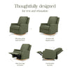 M22287OBLB,Crewe Recliner and Swivel Glider in Olive Boucle w/Light Wood Base