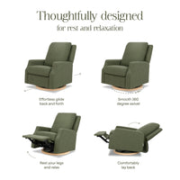 M22287OBLB,Crewe Recliner and Swivel Glider in Olive Boucle w/Light Wood Base