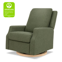 M22287OBLB,Crewe Recliner and Swivel Glider in Olive Boucle w/Light Wood Base