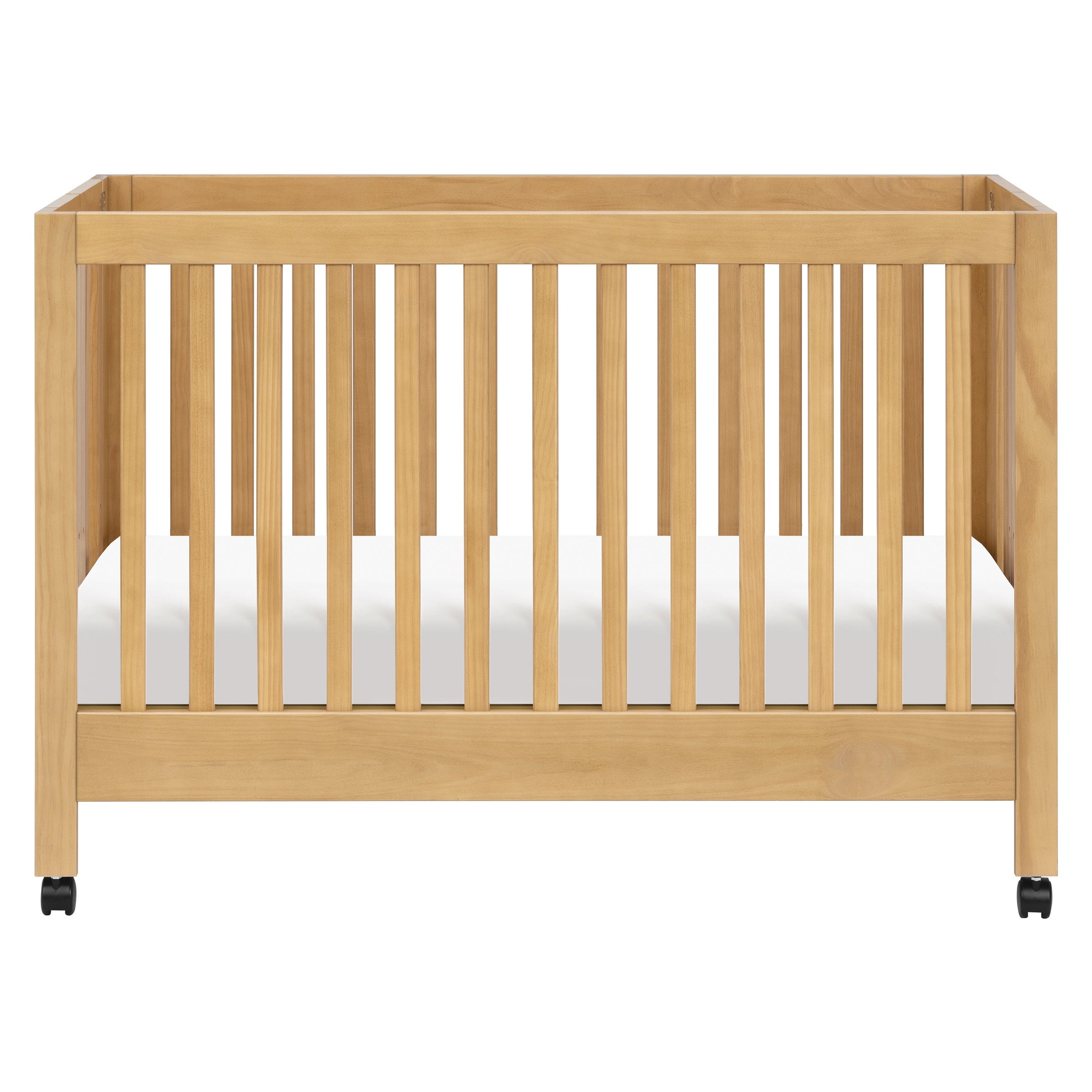 M6601HY,Maki Full-Size Folding Crib w/ Toddler Bed Conversion Kit in Honey