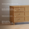 M23716HYHC,Marin with Cane 6 Drawer Assembled Dresser in Honey and Honey Cane