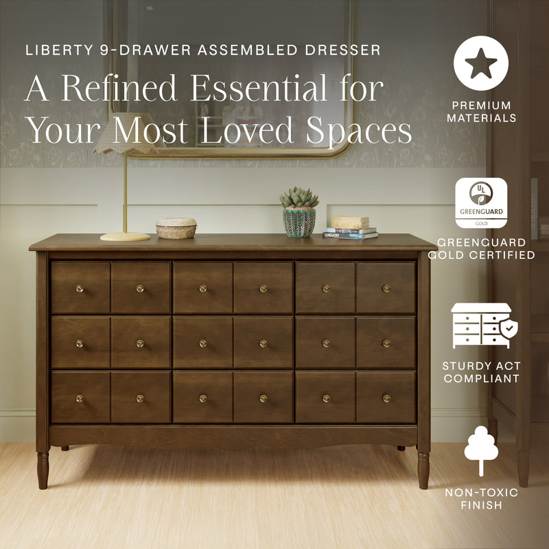 M7128NL,Liberty 9-Drawer Assembled Dresser in Natural Walnut