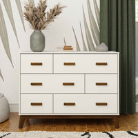 M5826WNL,Scoot 6-Drawer Dresser in White/Natural Walnut