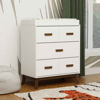 M5823WNL,Scoot 3-Drawer Changer Dresser in White/Natural Walnut Finish