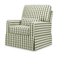 M21787GGH,Crawford Pillowback Comfort Swivel Glider in Moss Green Gingham
