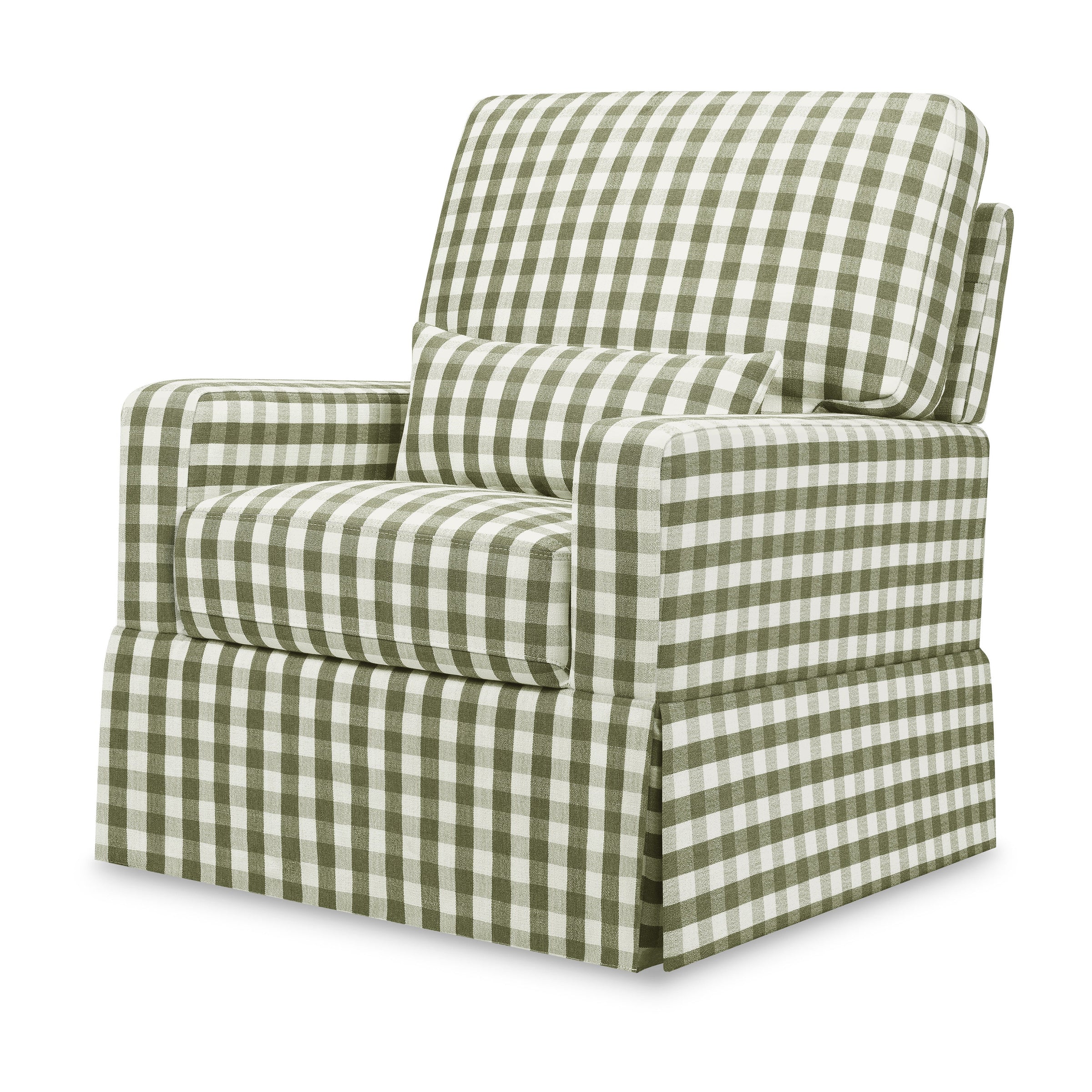 M21787GGH,Crawford Pillowback Comfort Swivel Glider in Moss Green Gingham