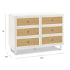 M23716RWHC,Marin with Cane 6 Drawer Assembled Dresser in Warm White and Honey Cane
