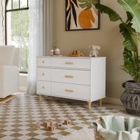 M9016WN,Lolly 6-Drawer Double Dresser  Assembled in White/Natural