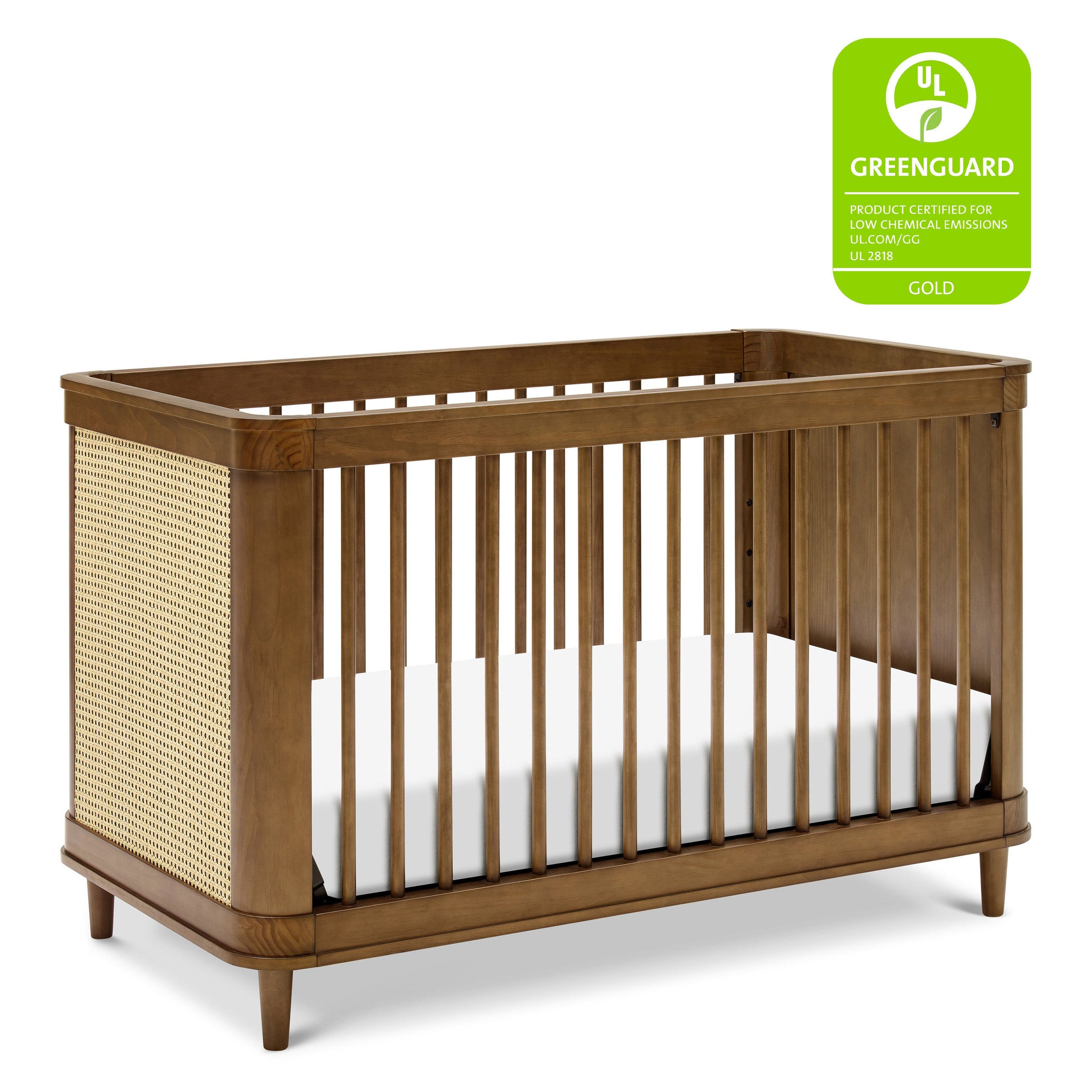 M23701NLBC,Marin with Cane 3-in-1 Convertible Crib in Natural Walnut and Blonde Cane