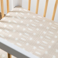T27036,Beach Bum Muslin Mini Crib Sheet in GOTS Certified Organic Cotton