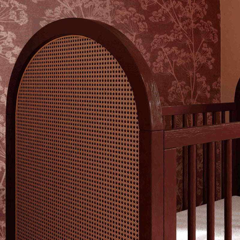 M25601CRNC,Bondi Cane 3-in-1 Convertible Crib w/ Toddler Bed Kit in Crimson with Natural Cane