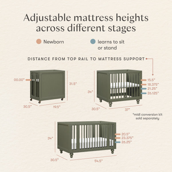 M33380AE,Nate Berkus x Babyletto Astre All-Stages Crib w/Bassinet & Toddler Bed Kits in Archival Elm