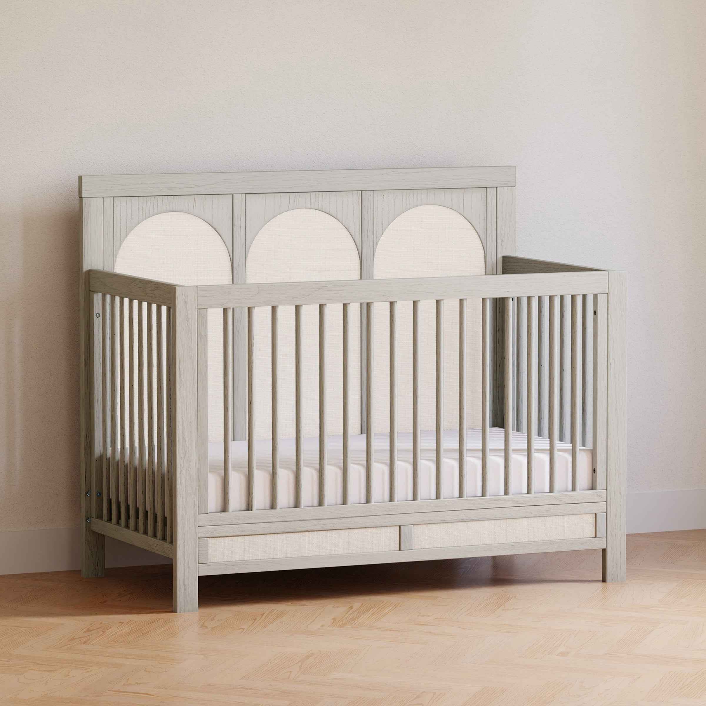 M24801WDFPEW,Eloise 4-in-1 Convertible Crib in White Driftwood and Performance Pearl Eco-Weave