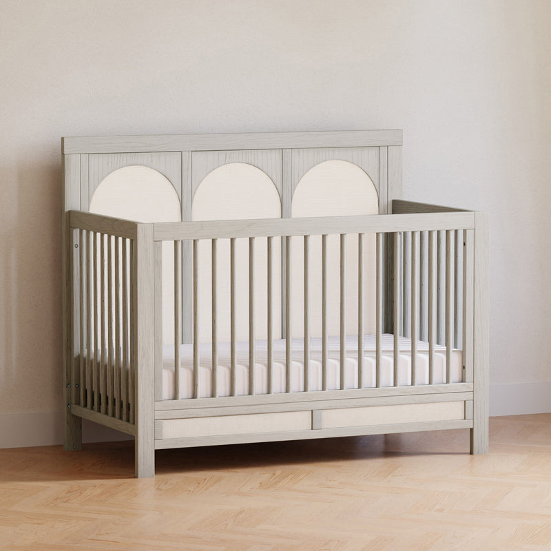 M24801WDFPEW,Eloise 4-in-1 Convertible Crib in White Driftwood and Performance Pearl Eco-Weave