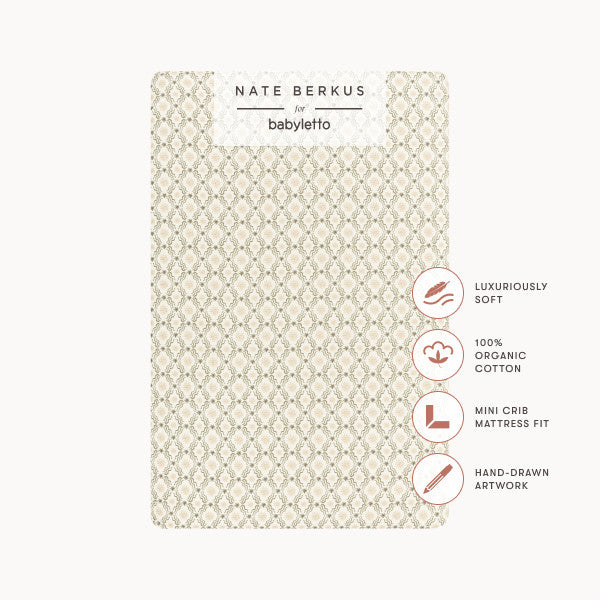 T34336JSR,Nate Berkus x Babyletto Mini Crib Sheet in Juniper Star