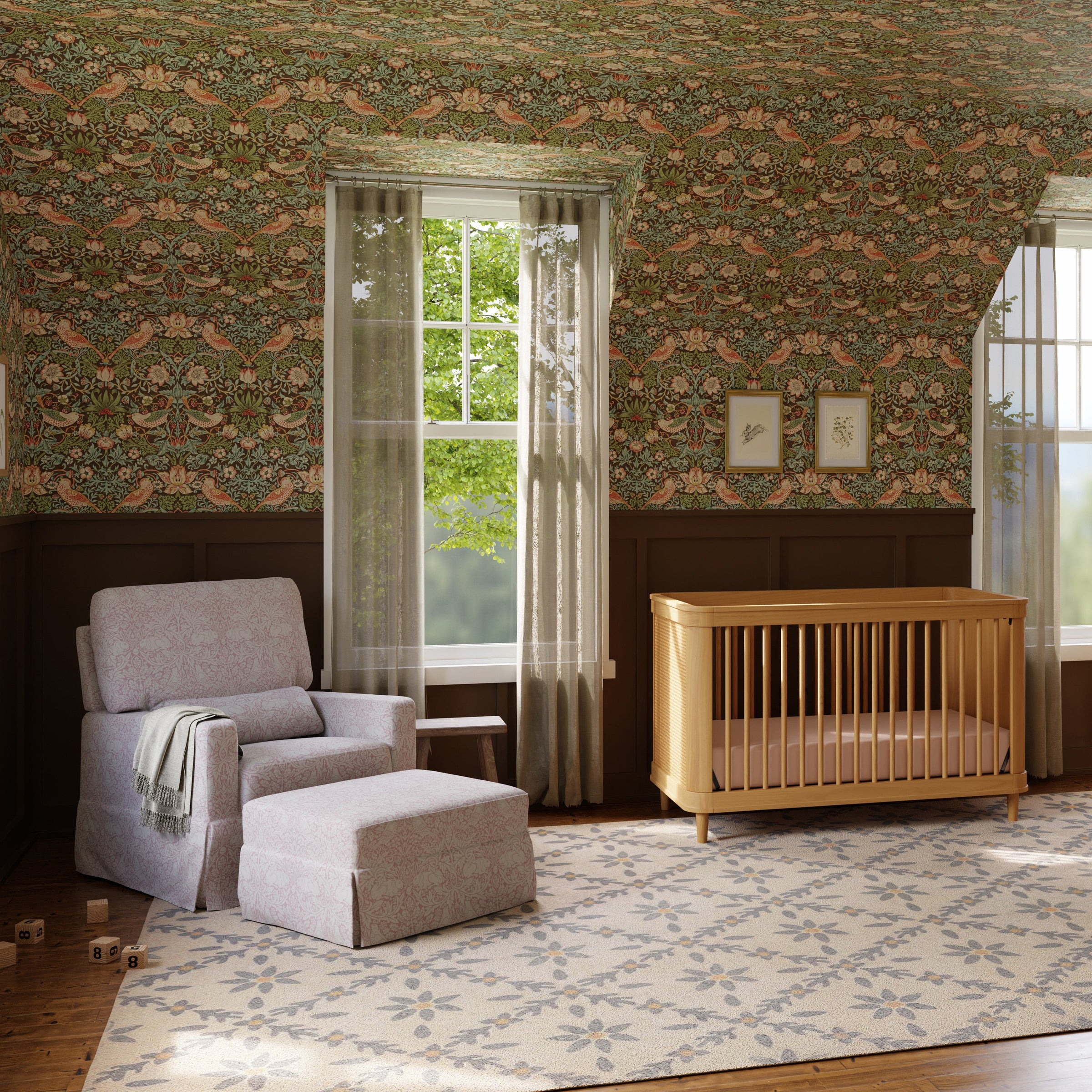 M21785PBRR,Crawford Gliding Ottoman in Pure Brer Rabbit in Rose