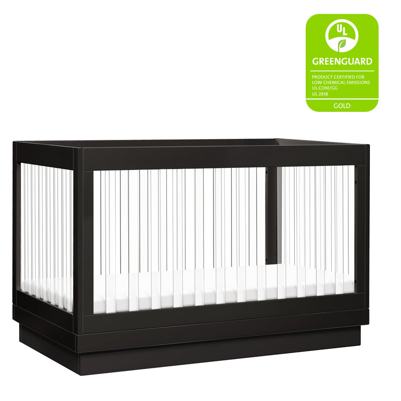 M8601KB,Harlow 3-in-1 Convertible Crib w/Toddler Bed Conversion Kit in Black/Acrylic