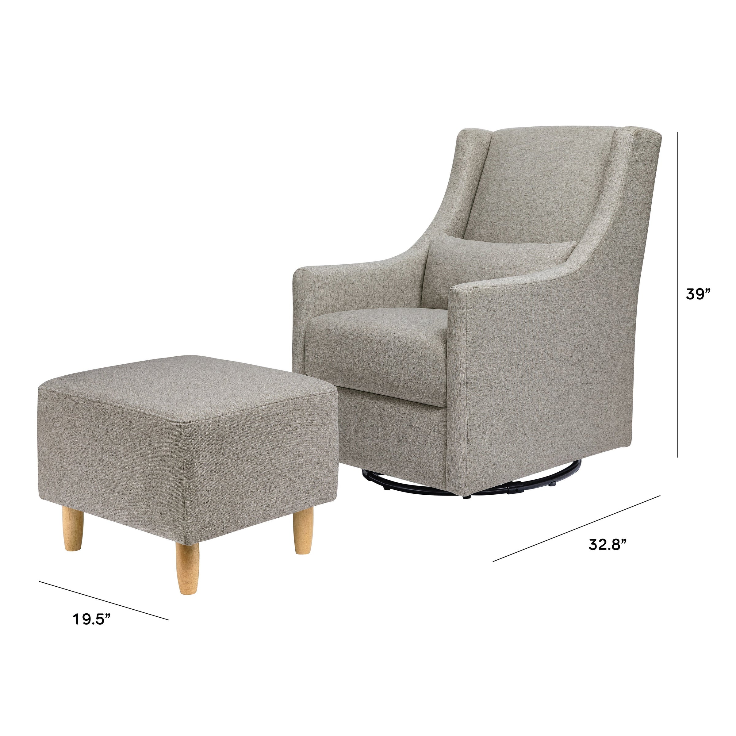 M11287PGEW,Toco Swivel Glider and Ottoman in Performance Grey Eco-Weave w/Natural Feet