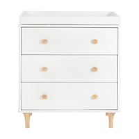 M9023WN,Lolly 3-Drawer Changer Dresser w/Removable Changing Tray in White/Natural
