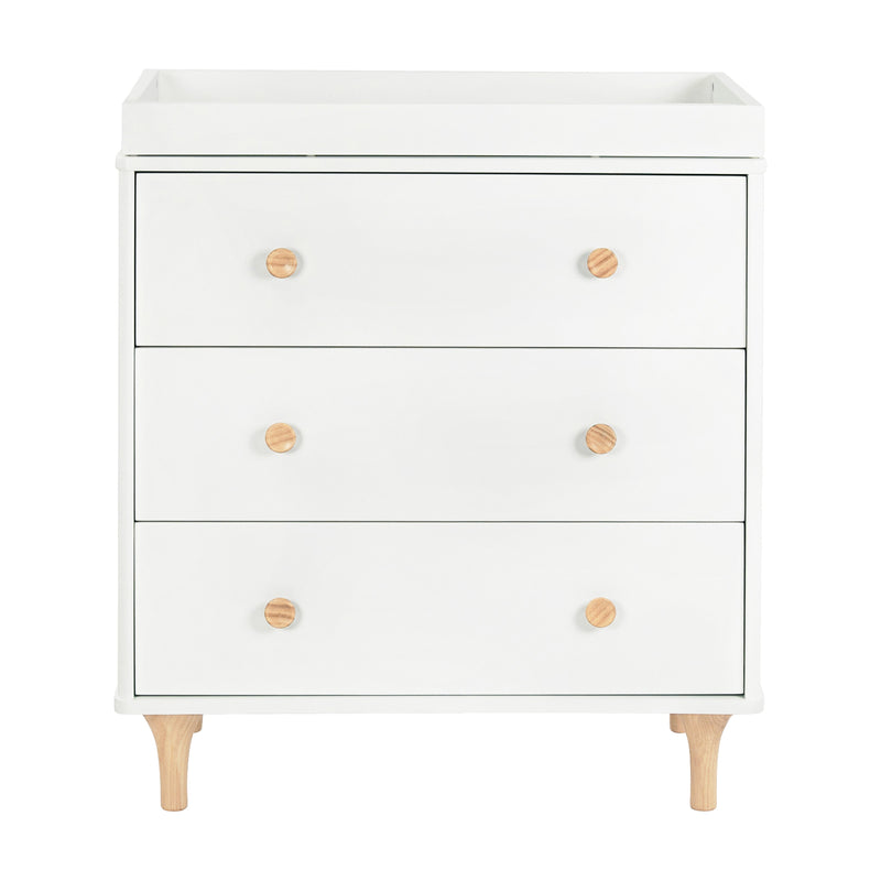 M9023WN,Lolly 3-Drawer Changer Dresser w/Removable Changing Tray in White/Natural