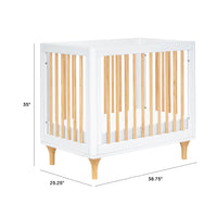 M9098WN,Lolly 4-in-1 Convertible Mini Crib and Twin Bed w/Toddler Bed Conversion Kit in White/Natural