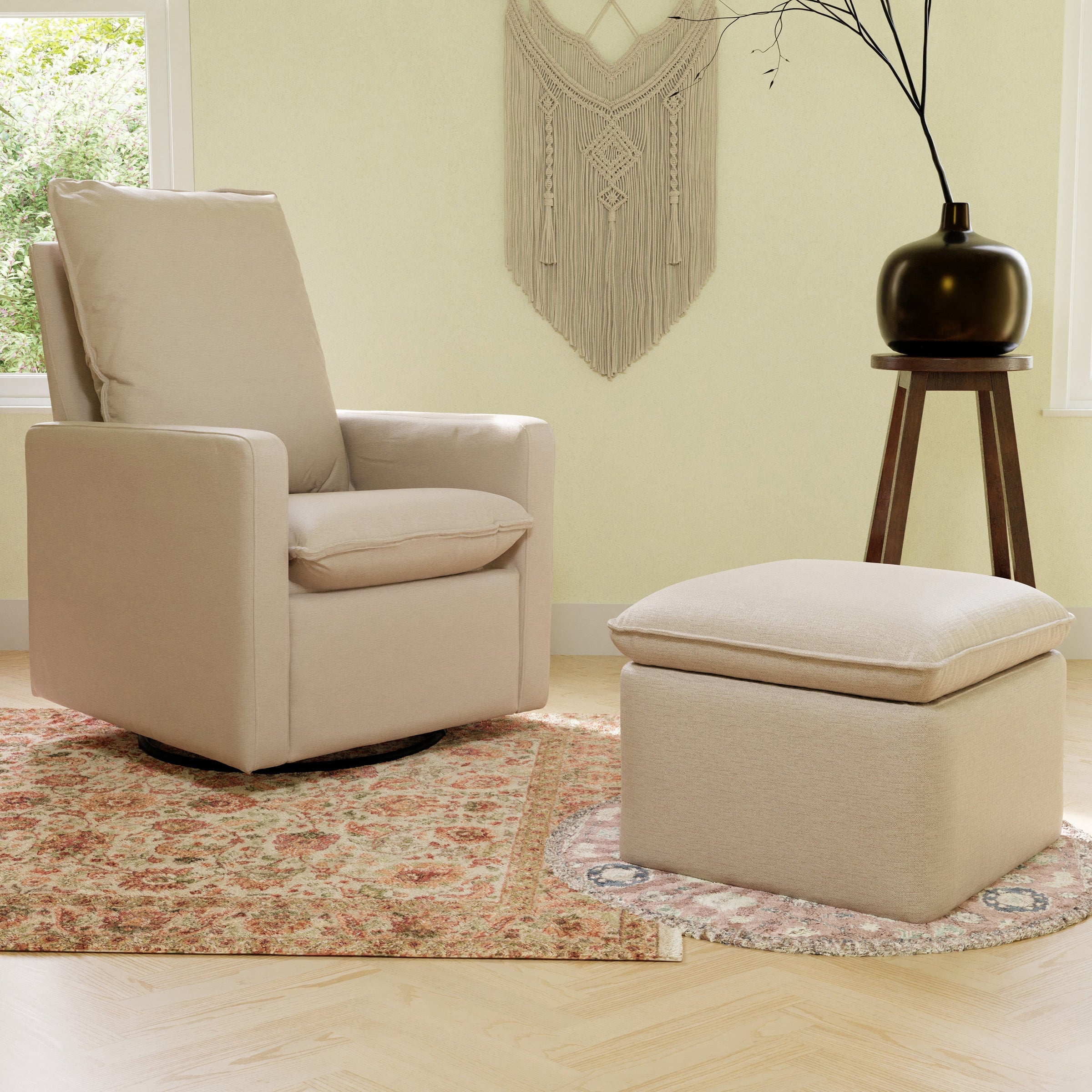 M20987PBEW,Cali Pillowback Swivel Glider in Performance Beach Eco-Weave