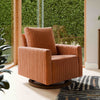 M26687RTVDB,Poe Channeled Swivel Glider in Rust Velvet with Dark Wood Base