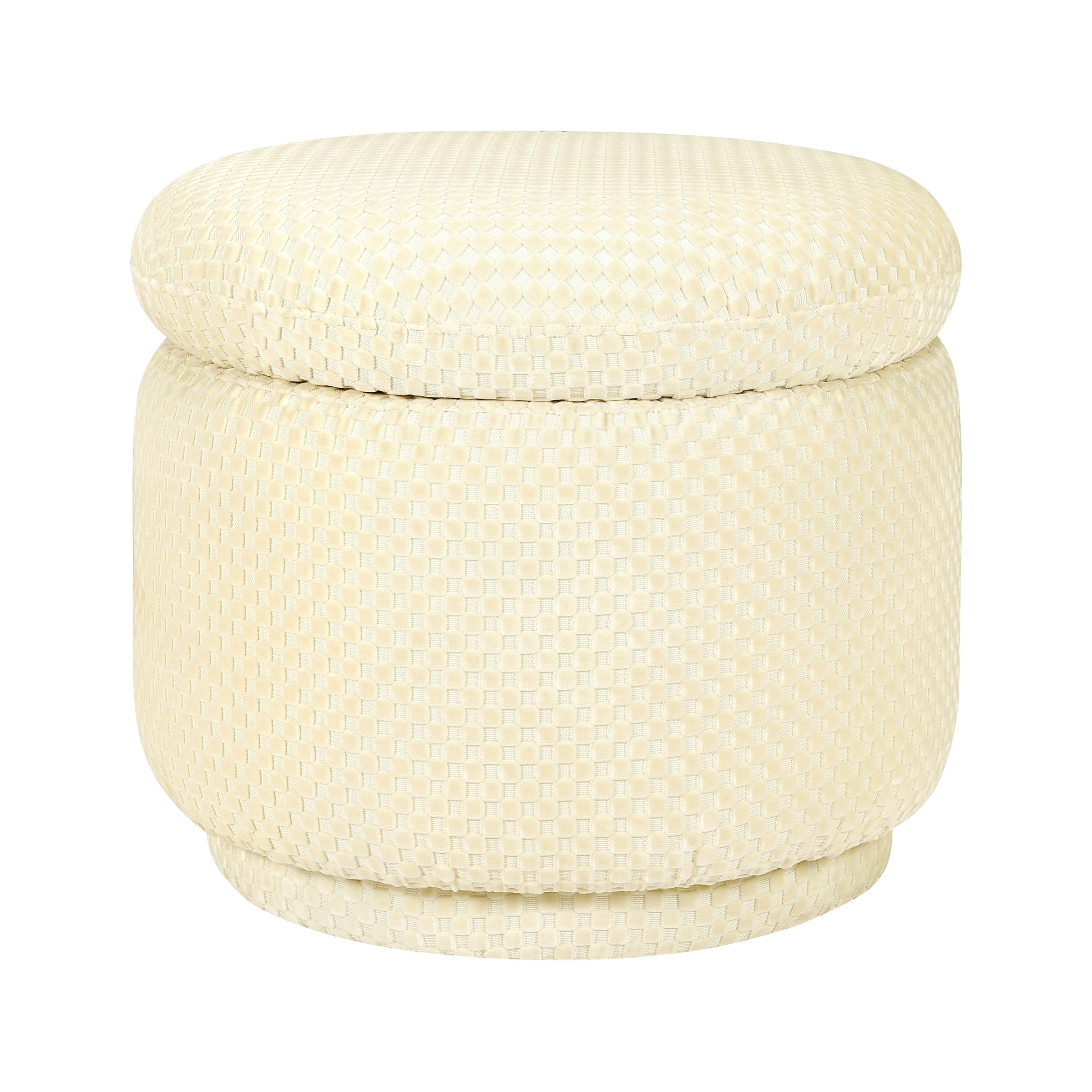 M22985IVC,Enoki Storage Ottoman in Ivory Velvet Checker