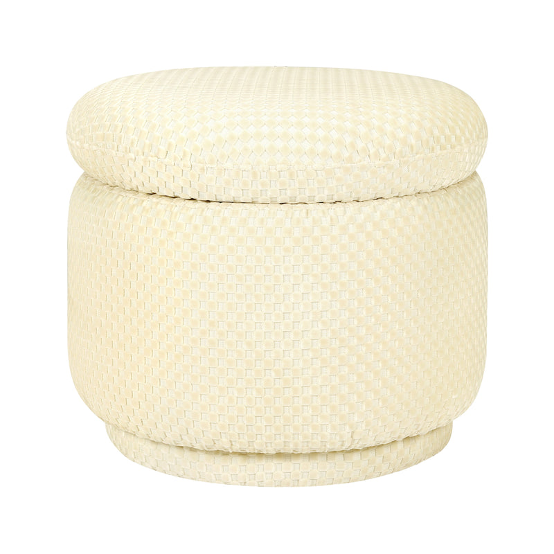M22985IVC,Enoki Storage Ottoman in Ivory Velvet Checker