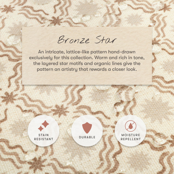 M33385BSRCTF,Nate Berkus x Babyletto Astre Ottoman in Perf Bronze Star Eco-Crossweave w/Toffee feet