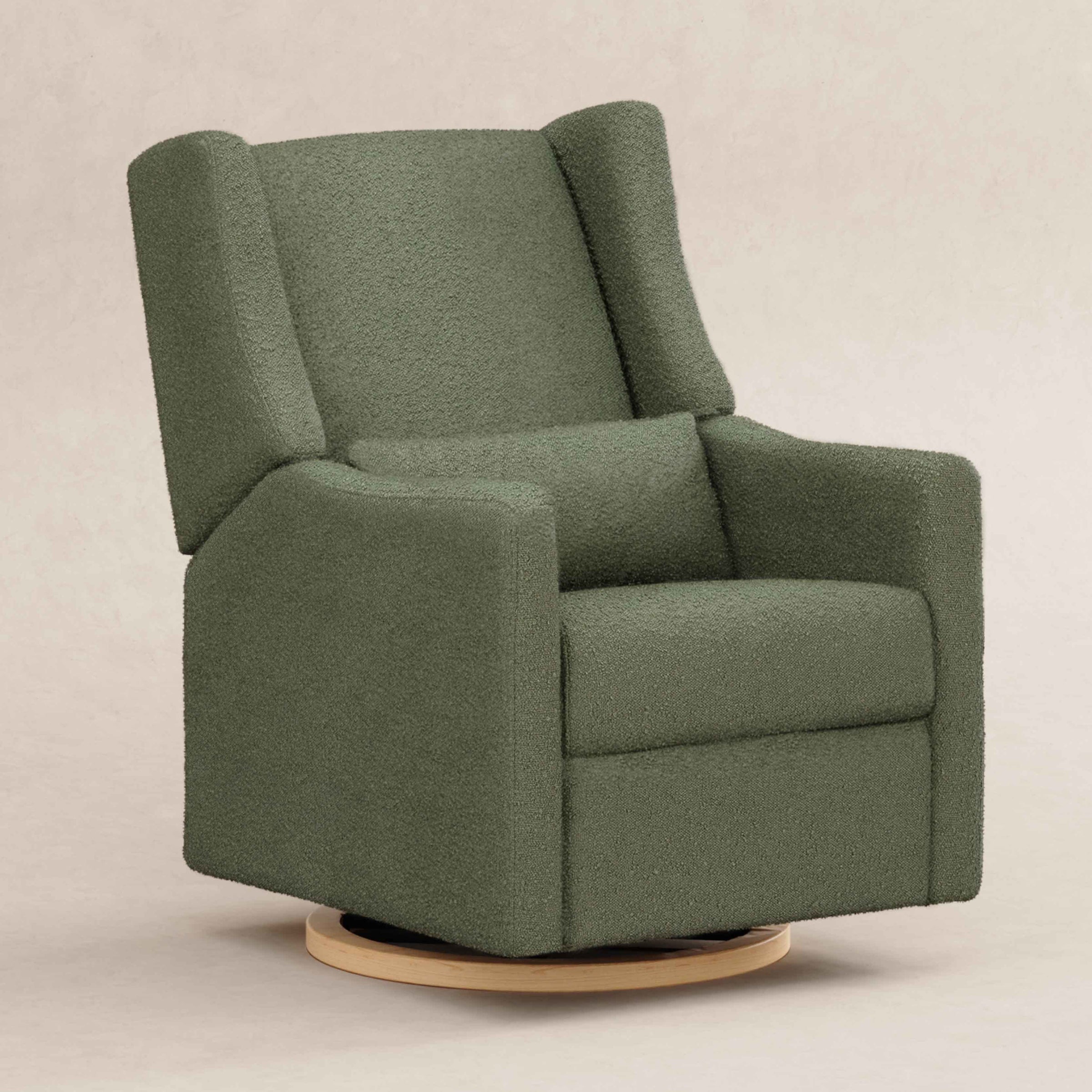 M11288OBLB,Kiwi Glider Recliner w/ Electronic Control and USB in Olive Boucle w/Light Wood Base