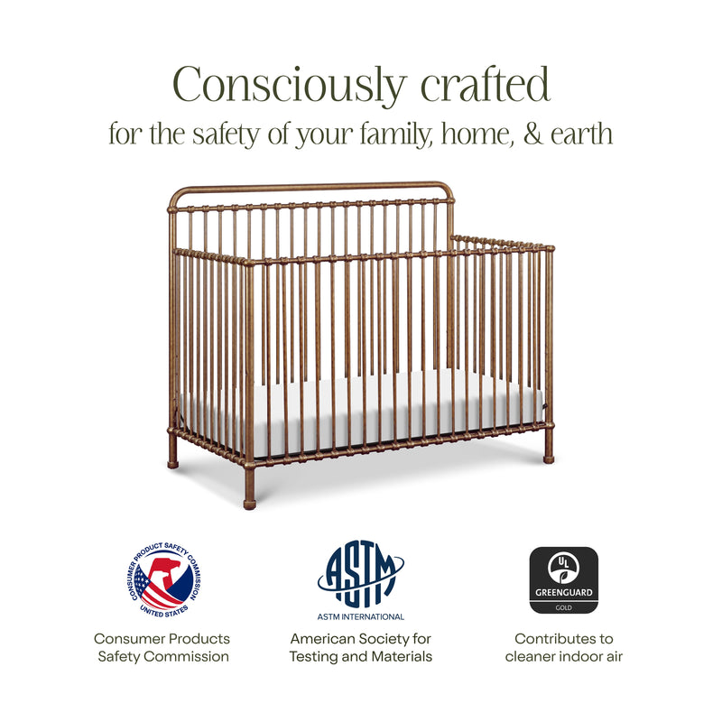 M15301VG,Winston 4-in-1 Convertible Crib in Vintage Gold