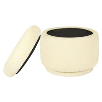 M22985IVC,Enoki Storage Ottoman in Ivory Velvet Checker
