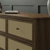 M23716NLBC,Marin with Cane 6 Drawer Assembled Dresser in Natural Walnut and Blonde Cane